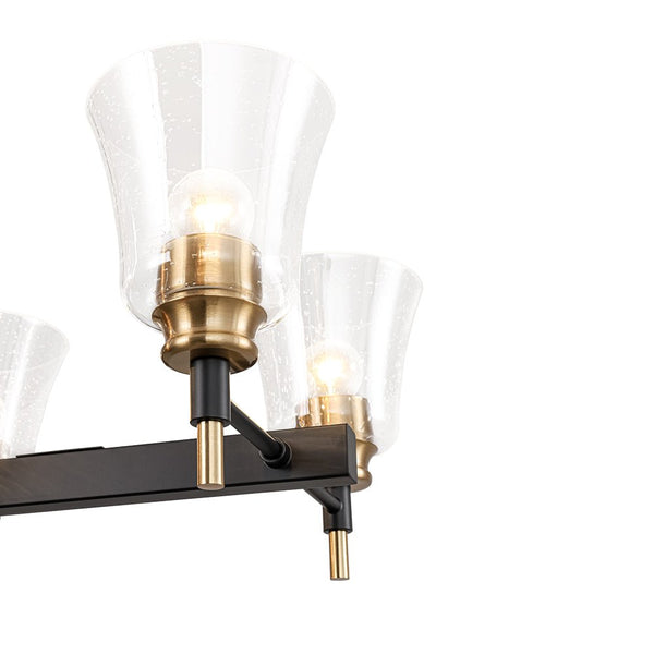 Chandelierias - Modern 8 - Light Seedy Bell Glass Kitchen Island Chandelier - Chandeliers - Black & Gold -