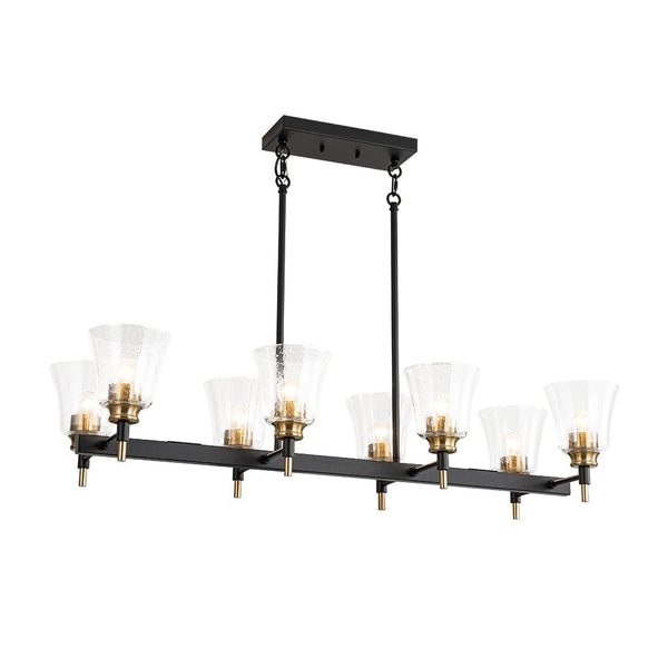 Chandelierias - Modern 8 - Light Seedy Bell Glass Kitchen Island Chandelier - Chandeliers - Black & Gold -