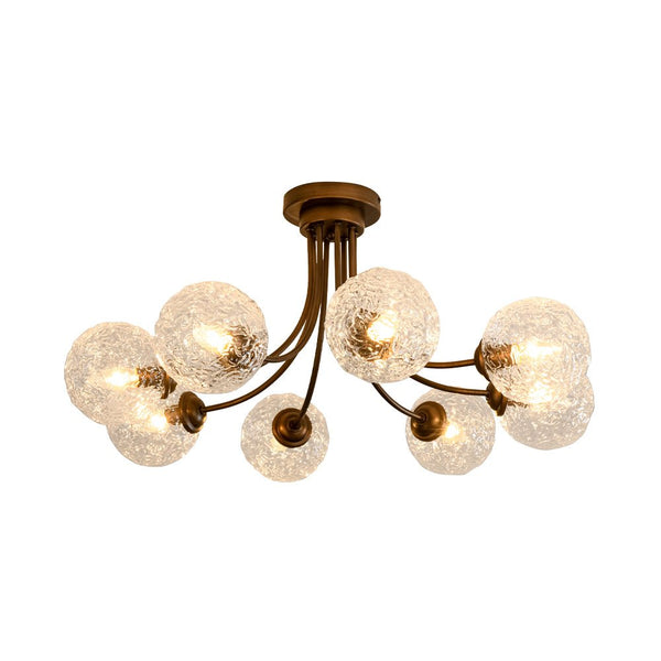 Chandelierias - Modern 8 - Light Water Wrinkled Glass Semi - Flush Mount Chandelier - Semi Flush - Oil - Rubbed Bronze (Back - order & Arrive in 2 - 3 Weeks) -