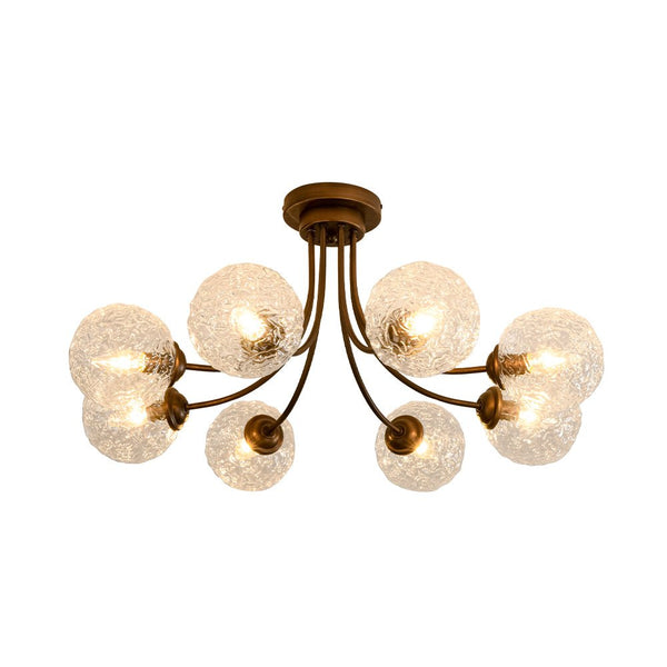 Chandelierias - Modern 8 - Light Water Wrinkled Glass Semi - Flush Mount Chandelier - Semi Flush - Oil - Rubbed Bronze (Back - order & Arrive in 2 - 3 Weeks) -