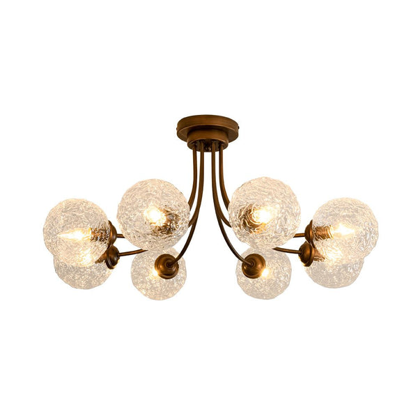 Chandelierias - Modern 8 - Light Water Wrinkled Glass Semi - Flush Mount Chandelier - Semi Flush - Oil - Rubbed Bronze (Back - order & Arrive in 2 - 3 Weeks) -
