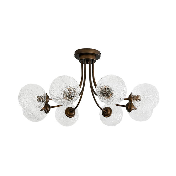 Chandelierias - Modern 8 - Light Water Wrinkled Glass Semi - Flush Mount Chandelier - Semi Flush - Oil - Rubbed Bronze (Back - order & Arrive in 2 - 3 Weeks) -