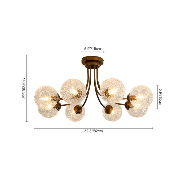 Chandelierias - Modern 8 - Light Water Wrinkled Glass Semi - Flush Mount Chandelier - Semi Flush - Oil - Rubbed Bronze (Back - order & Arrive in 2 - 3 Weeks) -