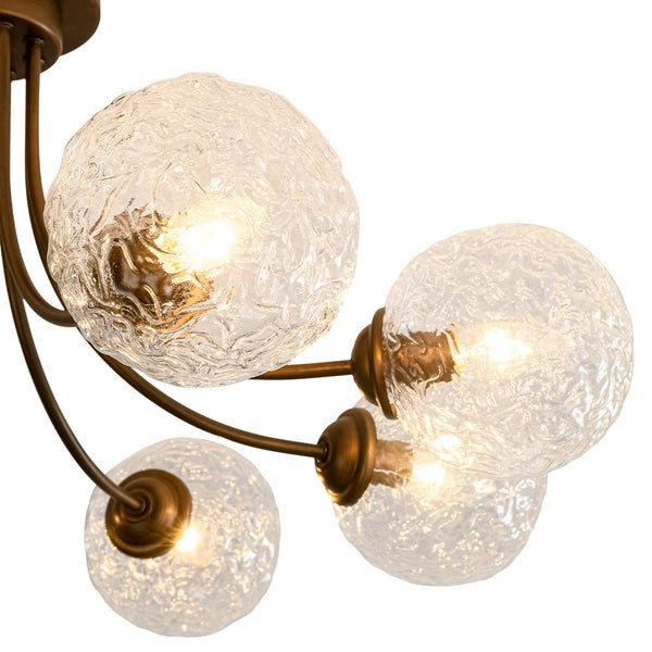 Chandelierias - Modern 8 - Light Water Wrinkled Glass Semi - Flush Mount Chandelier - Semi Flush - Oil - Rubbed Bronze (Back - order & Arrive in 2 - 3 Weeks) -