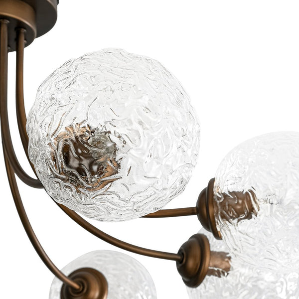 Chandelierias - Modern 8 - Light Water Wrinkled Glass Semi - Flush Mount Chandelier - Semi Flush - Oil - Rubbed Bronze (Back - order & Arrive in 2 - 3 Weeks) -