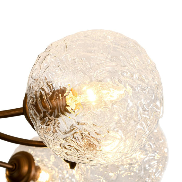 Chandelierias - Modern 8 - Light Water Wrinkled Glass Semi - Flush Mount Chandelier - Semi Flush - Oil - Rubbed Bronze (Back - order & Arrive in 2 - 3 Weeks) -