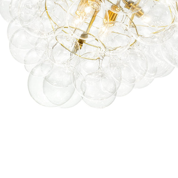 Chandelierias - Modern 9 - Light Clear Glass Grape Soap Bubble Chandelier - Chandeliers - Brass -