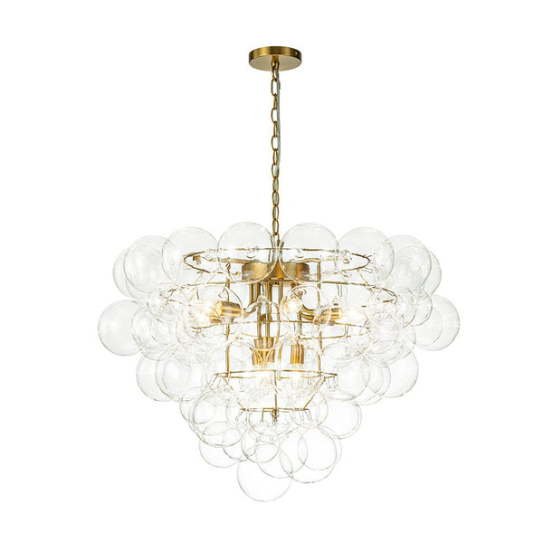 Chandelierias - Modern 9 - Light Clear Glass Grape Soap Bubble Chandelier - Chandeliers - Brass -