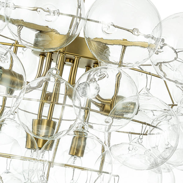 Chandelierias - Modern 9 - Light Clear Glass Grape Soap Bubble Chandelier - Chandeliers - Brass -