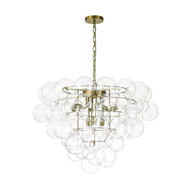 Chandelierias - Modern 9 - Light Clear Glass Grape Soap Bubble Chandelier - Chandeliers - Brass -