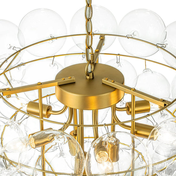 Chandelierias - Modern 9 - Light Clear Glass Grape Soap Bubble Chandelier - Chandeliers - Brass -