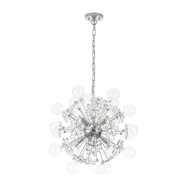 Chandelierias-Modern 9-Light Crystal Mixed Glass Bubble Sphere Starburst Chandelier-Chandeliers-Silver-