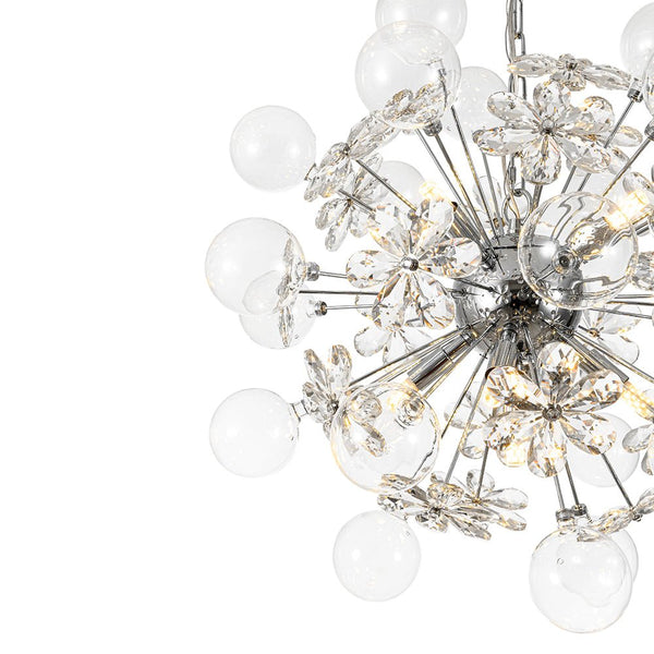 Chandelierias-Modern 9-Light Crystal Mixed Glass Bubble Sphere Starburst Chandelier-Chandeliers-Silver-