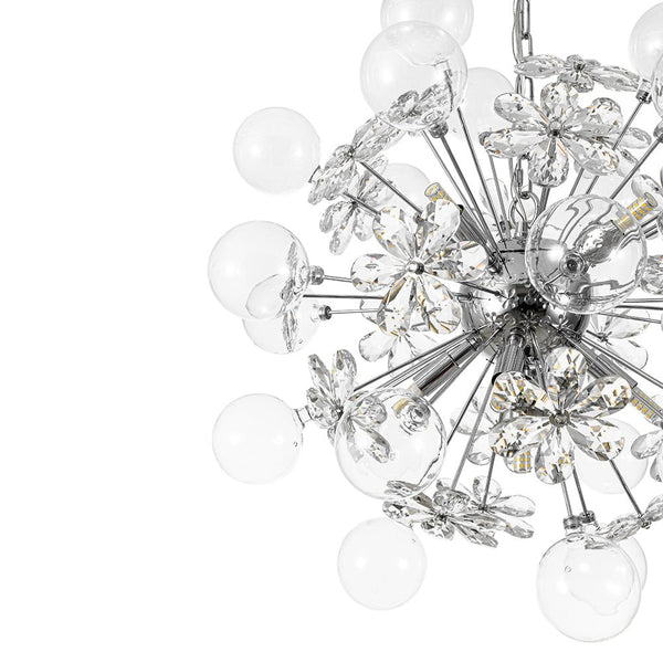 Chandelierias-Modern 9-Light Crystal Mixed Glass Bubble Sphere Starburst Chandelier-Chandeliers-Silver-
