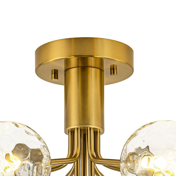 Chandelierias - Modern 9 - Light Hammered Glass Sputnik Semi - Flush Mount - Semi Flush - Black -