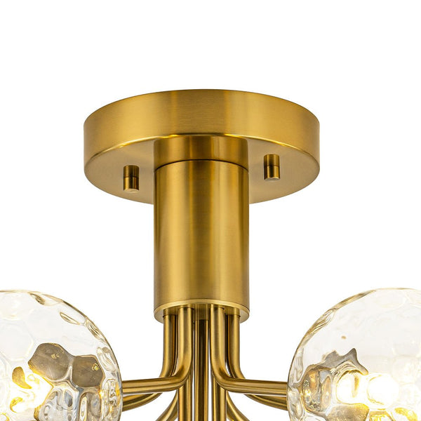 Chandelierias - Modern 9 - Light Hammered Glass Sputnik Semi - Flush Mount - Semi Flush - Black (Back - order) -