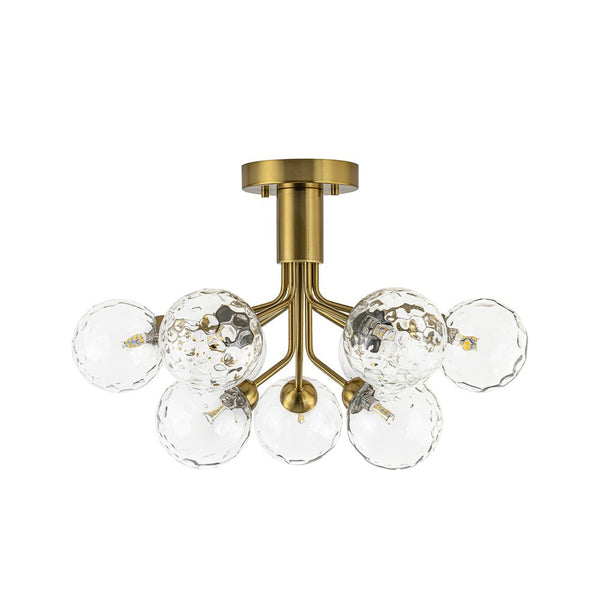 Chandelierias - Modern 9 - Light Hammered Glass Sputnik Semi - Flush Mount - Semi Flush - Black (Back - order) -