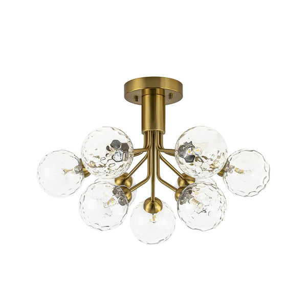 Chandelierias - Modern 9 - Light Hammered Glass Sputnik Semi - Flush Mount - Semi Flush - Black (Back - order) -