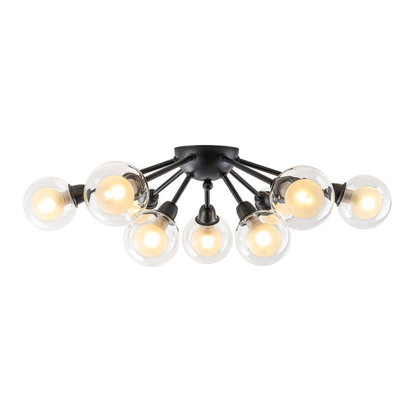 Chandelierias - Modern 9 - Light Hedgehog Bubble Sputnik Semi - flush Mount - Semi Flush - Black -