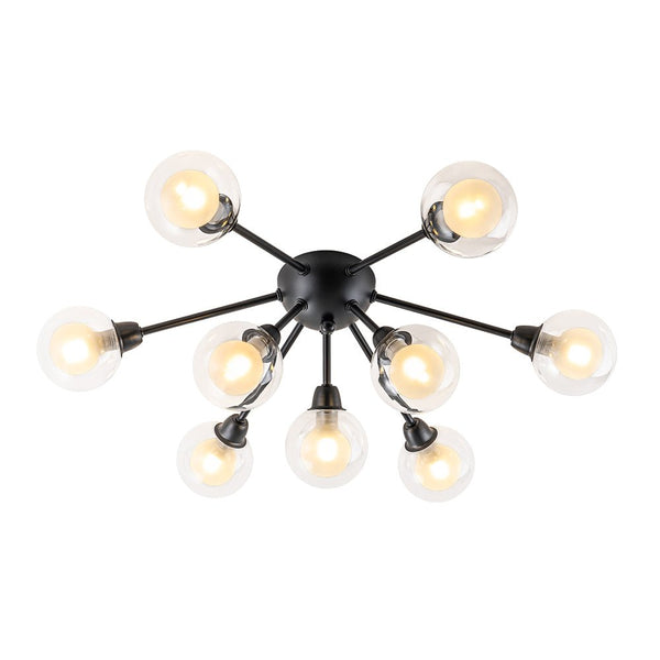 Chandelierias - Modern 9 - Light Hedgehog Bubble Sputnik Semi - flush Mount - Semi Flush - Black -