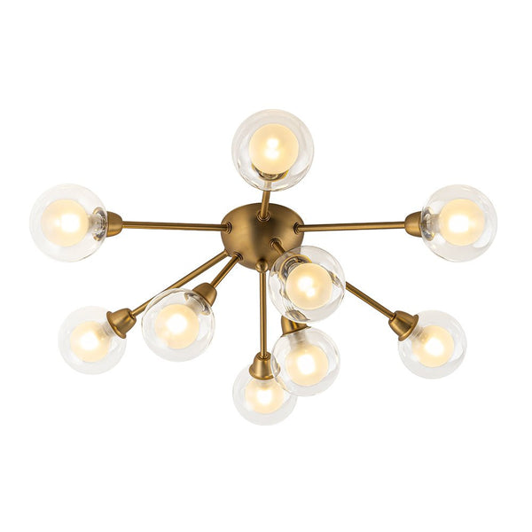 Chandelierias - Modern 9 - Light Hedgehog Bubble Sputnik Semi - flush Mount - Semi Flush - Black -