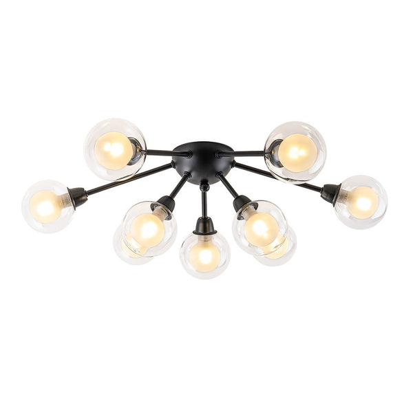 Chandelierias - Modern 9 - Light Hedgehog Bubble Sputnik Semi - flush Mount - Semi Flush - Black -