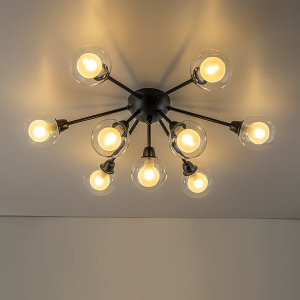 Chandelierias - Modern 9 - Light Hedgehog Bubble Sputnik Semi - flush Mount - Semi Flush - Brushed Brass -