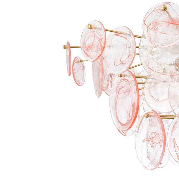 Chandelierias - Modern 9 - Light White Strie Glass Tiered Chandelier - Chandeliers - Brass - Sunset Clouds
