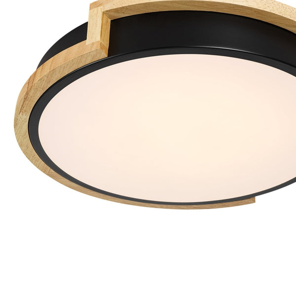 Chandelierias-Modern Asymmetrical Round Wood Framed Dimmable LED Flush Mount Ceiling Light-Flush Mount-12.6 in-