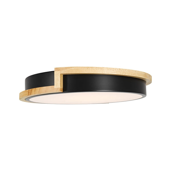 Chandelierias-Modern Asymmetrical Round Wood Framed Dimmable LED Flush Mount Ceiling Light-Flush Mount-12.6 in-
