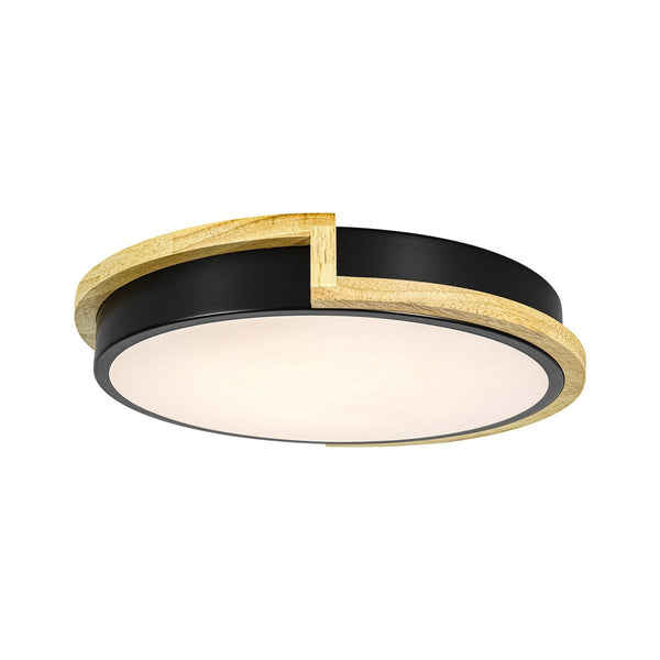 Chandelierias-Modern Asymmetrical Round Wood Framed Dimmable LED Flush Mount Ceiling Light-Flush Mount-12.6 in-