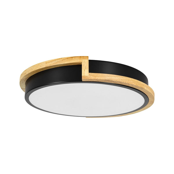 Chandelierias-Modern Asymmetrical Round Wood Framed Dimmable LED Flush Mount Ceiling Light-Flush Mount-12.6 in-