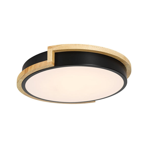 Chandelierias-Modern Asymmetrical Round Wood Framed Dimmable LED Flush Mount Ceiling Light-Flush Mount-12.6 in-