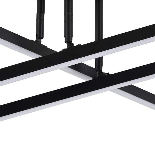 Chandelierias-Modern Black 3-Light Sputnik Linear Dimmable LED Semi-flush Mount-Semi Flush-Black-