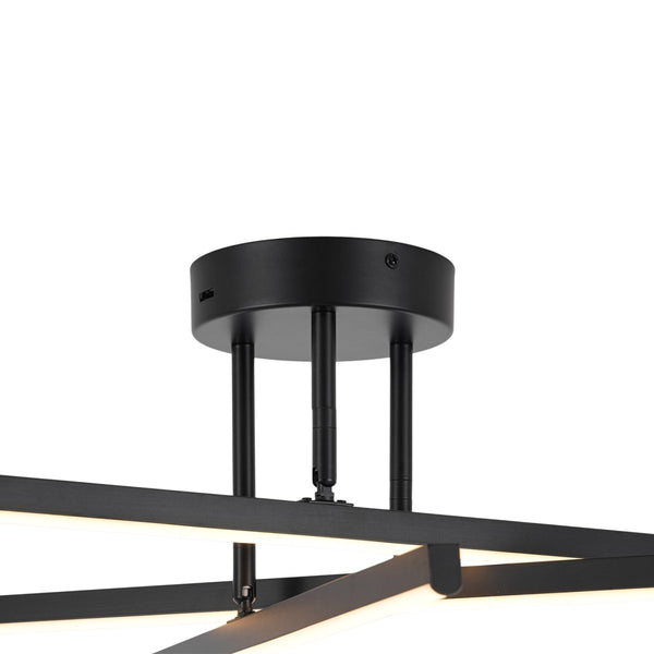 Chandelierias-Modern Black 3-Light Sputnik Linear Dimmable LED Semi-flush Mount-Semi Flush-Black-