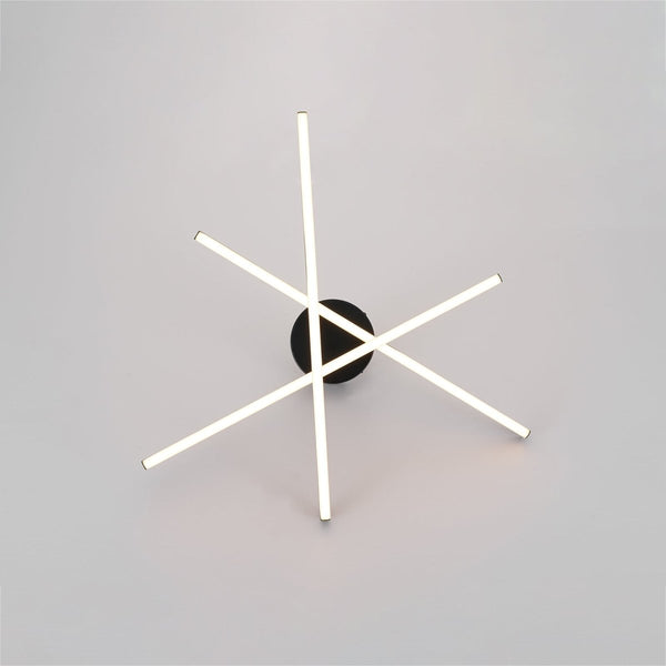 Chandelierias-Modern Black 3-Light Sputnik Linear Dimmable LED Semi-flush Mount-Semi Flush-Black-
