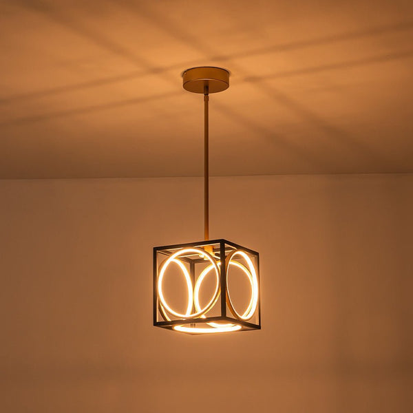 Chandelierias - Modern Black and Gold Square Dimmable LED Pendant - Pendant - Black and Gold -