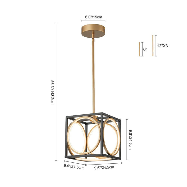 Chandelierias - Modern Black and Gold Square Dimmable LED Pendant - Pendant - Black and Gold -