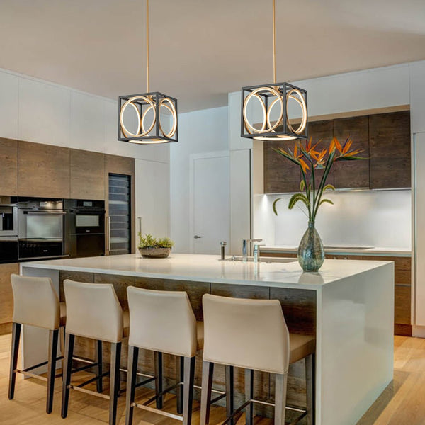 Chandelierias - Modern Black and Gold Square Dimmable LED Pendant - Pendant - Black and Gold -