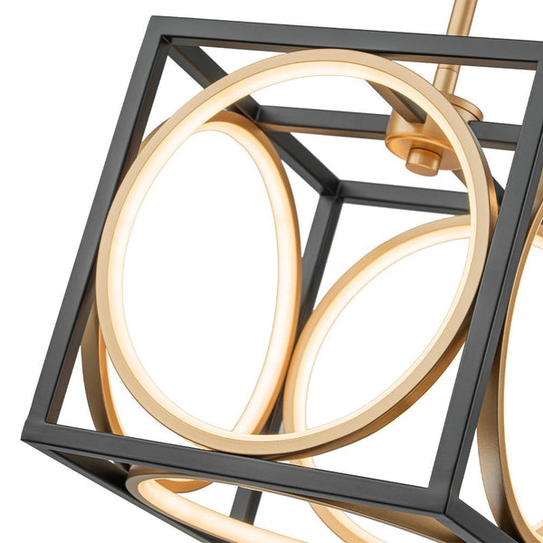 Chandelierias - Modern Black and Gold Square Dimmable LED Pendant - Pendant - Black and Gold -