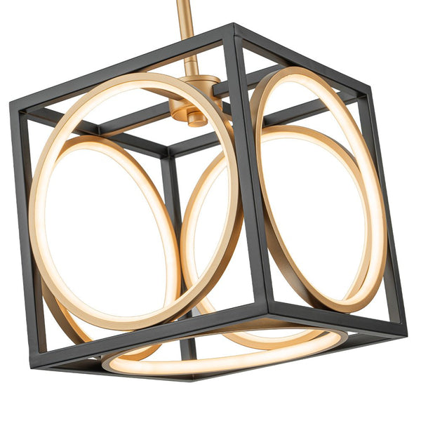 Chandelierias - Modern Black and Gold Square Dimmable LED Pendant - Pendant - Black and Gold -