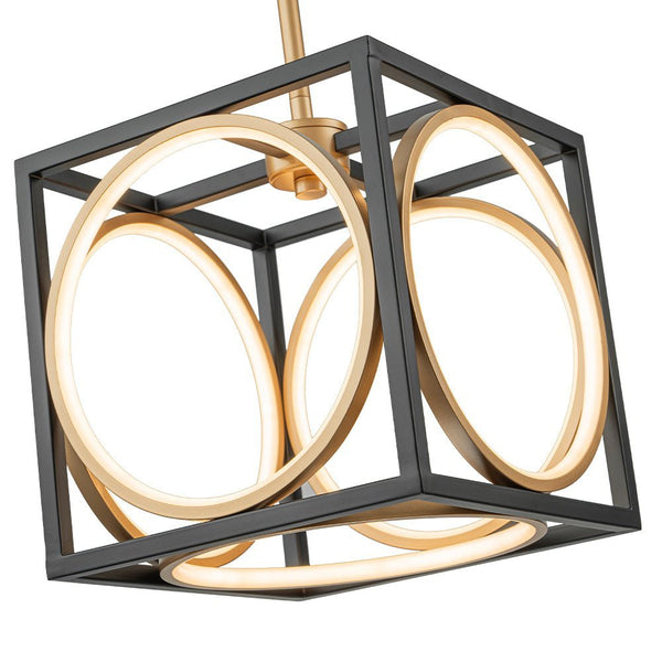 Chandelierias - Modern Black and Gold Square Dimmable LED Pendant - Pendant - Black and Gold -