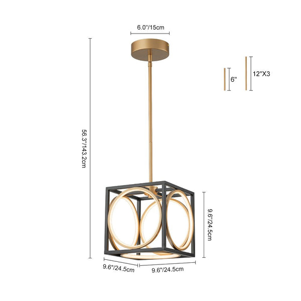 Chandelierias - Modern Black and Gold Square Dimmable LED Pendant - Pendant - Black and Gold -
