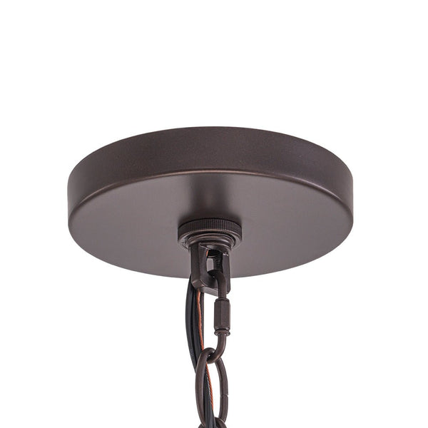 Chandelierias - Modern Brass 6 - Light Rippled Glass Drum Pendant - Pendant - Oil - rubbed Bronze -