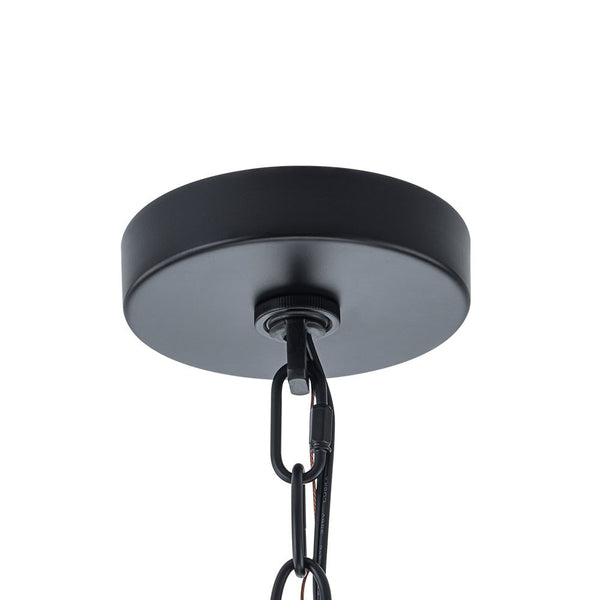Chandelierias - Modern Brass 6 - Light Rippled Glass Drum Pendant - Pendant - Oil - rubbed Bronze -