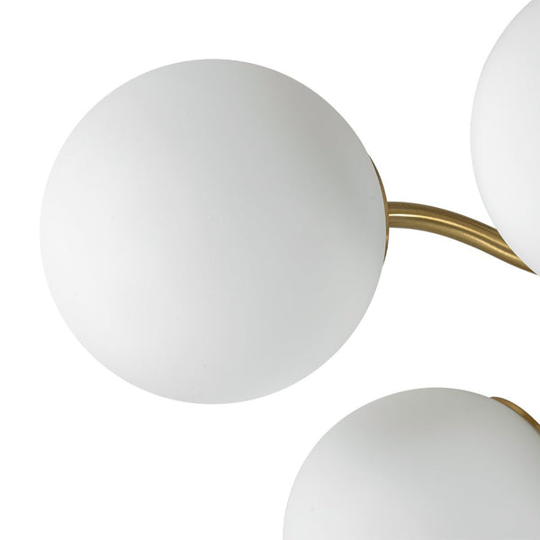 Chandelierias - Modern Brass Matte Glass Globe Sputnik Semi - Flush Mount - Semi Flush - Brass -