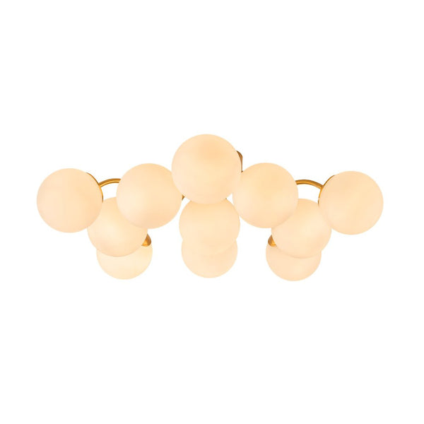 Chandelierias - Modern Brass Matte Glass Globe Sputnik Semi - Flush Mount - Semi Flush - Brass -