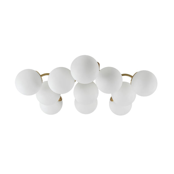 Chandelierias - Modern Brass Matte Glass Globe Sputnik Semi - Flush Mount - Semi Flush - Brass -
