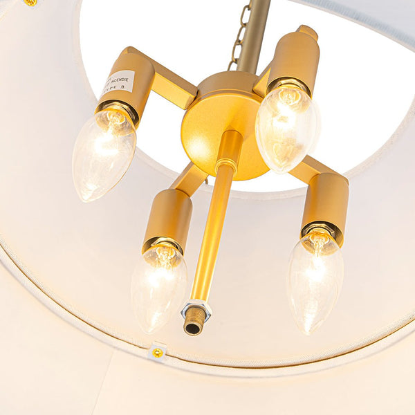 Chandelierias - Modern Casual 4 - Light Conical Linen Shade Pendant - Pendant - Black -