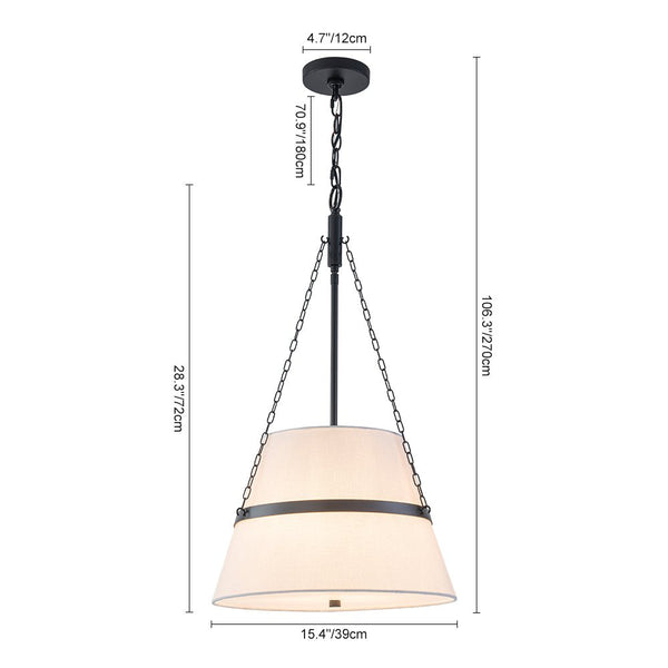Chandelierias - Modern Casual 4 - Light Conical Linen Shade Pendant - Pendant - Black -